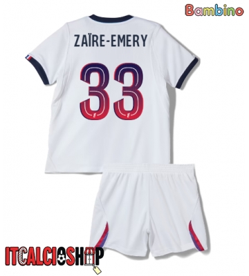 Paris Saint-Germain Warren Zaire-Emery #33 Seconda Maglia Bambino 2026-27 Manica Corta (+ Pantaloni corti)